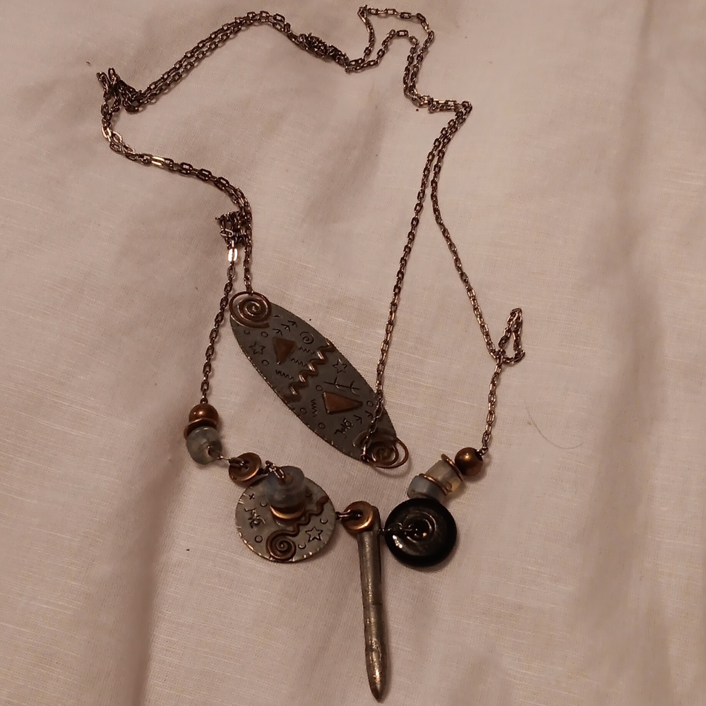 One of a kind metal art necklace